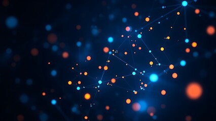 Abstract data visualization with glowing nodes in dark space, representing digital connectivity.