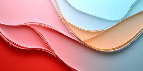 Naklejka premium Pastel waves, curved wall design art.