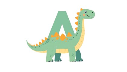 Cute dinosaur shaped letter A