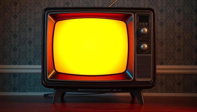 Retro TV with cutout screen, showcasing vintage design,   broadcast,   blank