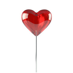 Red heart shape lollipop isolated on transparent background