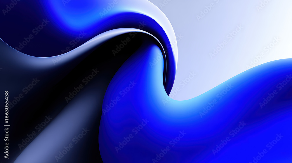 Poster abstract blue wave background with dynamic flow and smooth gradient, modern minimalist design for di