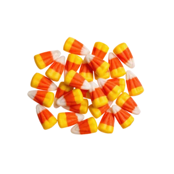 Isolated sweet candy corn stack Halloween theme on transparent background
