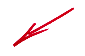 hand-drawn red marker arrow isolated PNG transparent, hand-drawn marker stroke arrows on transparent background.