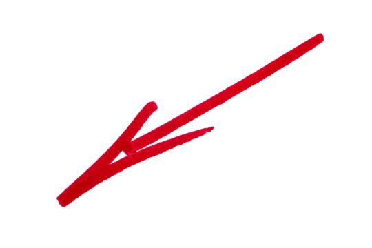 hand-drawn red marker arrow isolated PNG transparent, hand-drawn marker stroke arrows on transparent background.