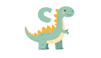 Obraz premium Cute dinosaur with letter C