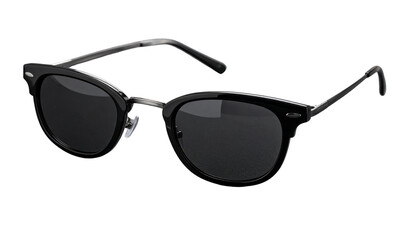 Classic Black Sunglasses Resting on Dark isolated on transparent background