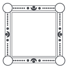Elegant decorative rectangular frame with artistic corner design isolated on white background. Unique vintage border for text, invitation, or certificate. Minimal ornamental outline illustration.