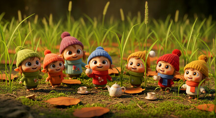 Autumn Tea Party with Forest Critters