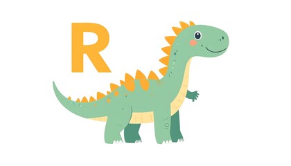 Cute dinosaur with letter R