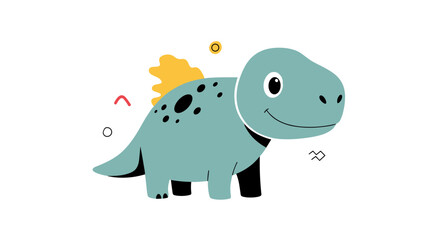 Fototapeta premium Cute baby dinosaur illustration with whimsical elements for childrens educational content
