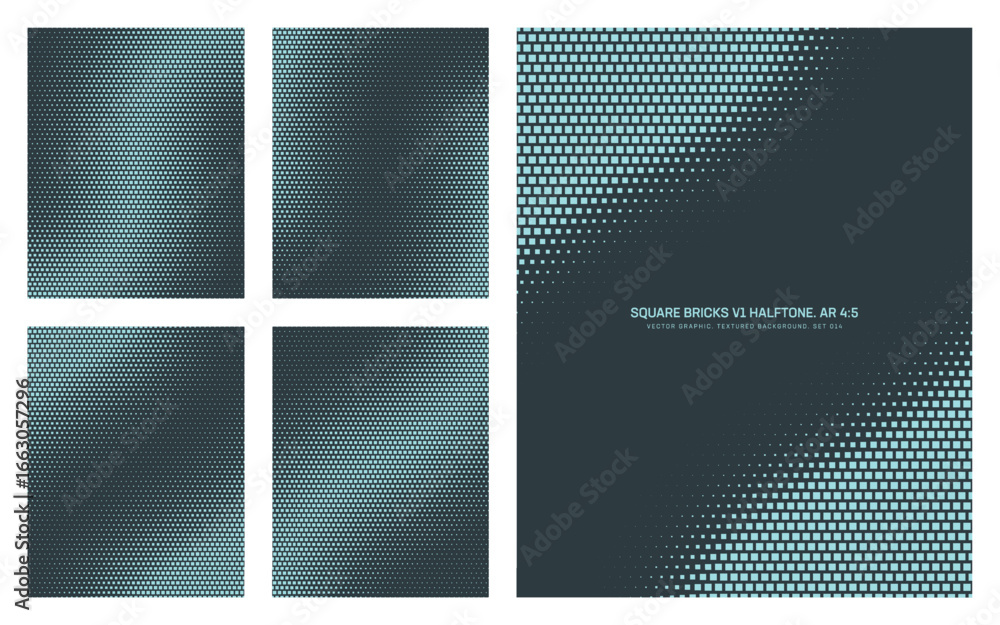 Aufkleber assorted vector square bricks cyan halftone pattern set in vertical 4:5 aspect ratio including smoot