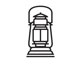 Camping LED Lantern Icon With Elegant Vector Line Artwork