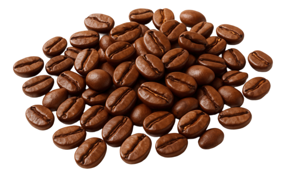 Medium roast coffee beans spread on a white marble slab, highlighting their consistent medium-dark hue