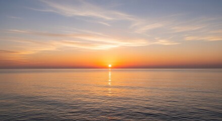 Serene Sunrise Over Calm Ocean Waters