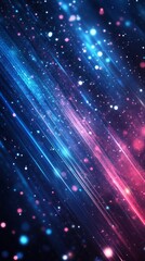 Fototapeta premium A bright cosmic background with dynamic light streaks and twinkling stars, ideal for scientific articles, science fiction projects, and creative presentations.