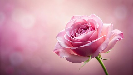 Fototapeta premium A pink rose blooms on a soft pink background