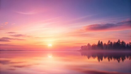 Fototapeta premium Soft pink sunset over a serene landscape with gentle gradient