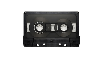 Obraz premium Isolated black audio cassette tape for music recording and playback on white background retro technology on transparent background