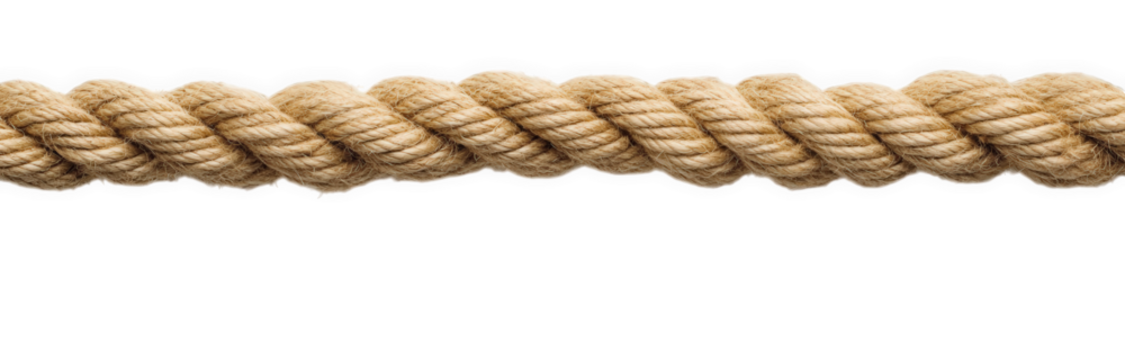 Closeup of thick rope isolated on transparent background