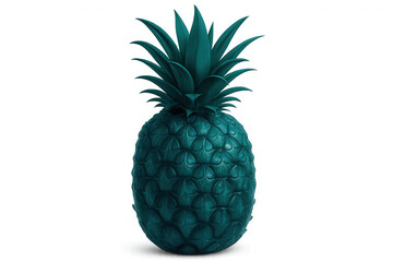 Obraz premium Teal pineapple hovering against transparent backdrop, showcasing unexpected color and surreal tropical aesthetic