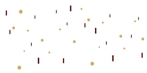 A festive and celebratory abstract background with a multitude of scattered confetti and small shapes in yellow and maroon, creating a joyful, dynamic pattern on a clean white background.