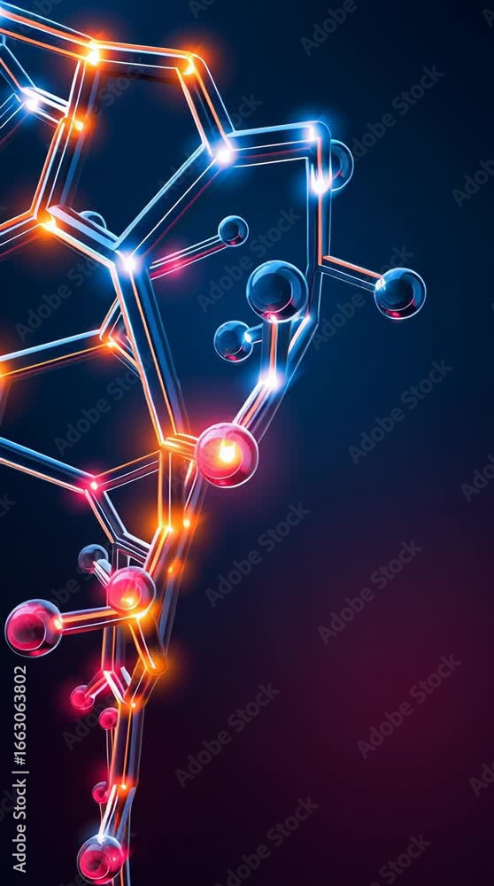 Poster explore molecular structures with vibrant colors in a dynamic display of science and creativity
