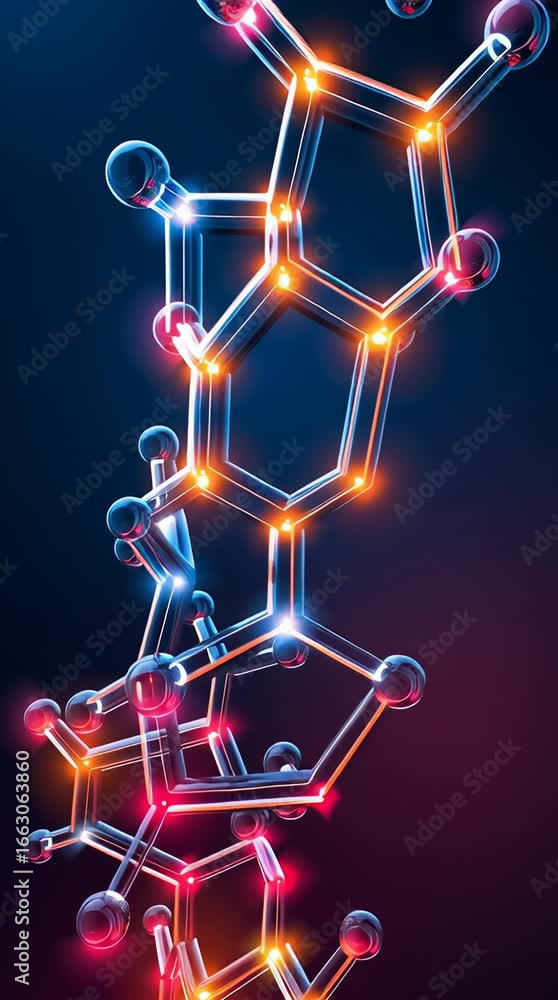 Poster bright illuminated molecules create a stunning visual display in a dark background showcasing scienc