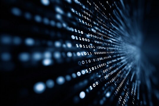 Abstract binary code digital background, futuristic data technology concept