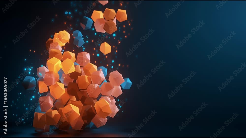 Poster dynamic hexagonal shapes create vibrant visual patterns in a stunning abstract display