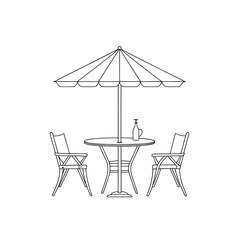 beach chair and umbrella, patio table with umbrella cafe chair table umbrella icon vector on white background