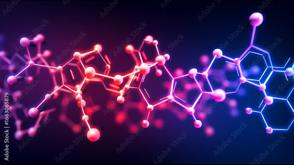 Poster exploring the vibrant world of molecular structures and their interactions in a visually engaging fo