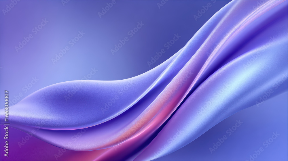 Aufkleber abstract 3d rendered wavy fabric in shades of purple and blue with subtle pink highlights, creating 