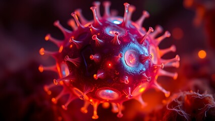 Bioluminescent dual-colored cellular structure pulsating rhythmically, revealing microscopic life energy.