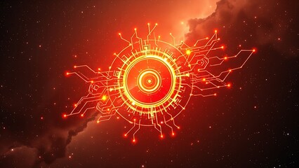 Surreal glowing quantum circuit floating in cosmic void, representing boundless computational potential.