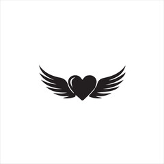 Heart with wings isolated on white background, a symbol of love and freedom