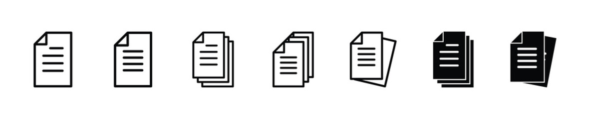 Set of Document icon symbol vector on white background