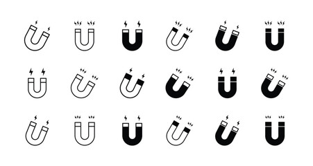 Set of Magnet icon symbol vector on white background