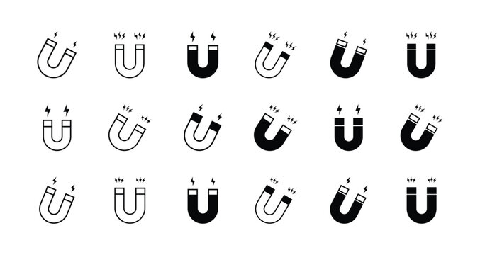 Set of Magnet icon symbol vector on white background