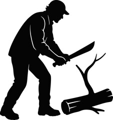 Bushcraft Silhouette – Woodcutting Survival Activity Vector