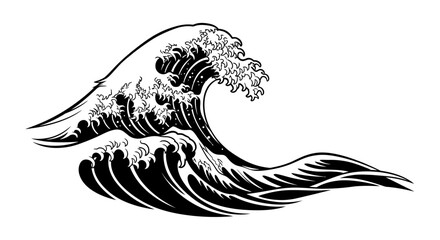 Vector Line Art Wave SVG Illustration Minimalist Black and White Geometric Style for Digital Design