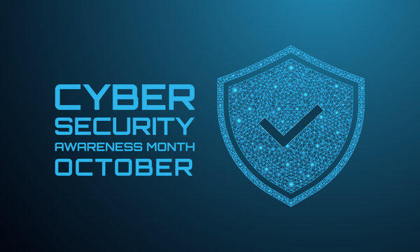 National Cybersecurity Awareness Month. This month promotes data protection, phishing prevention, strong passwords, and better digital security. Designed in a low poly style. Banner poster background.