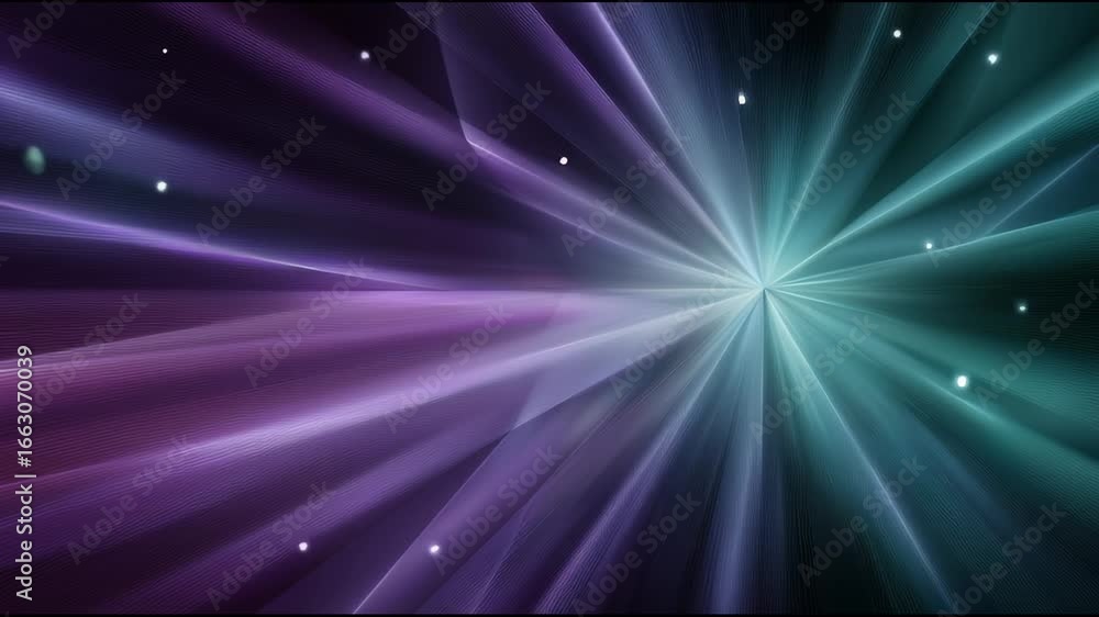 Poster abstract light rays with glowing cubes and particles create dynamic futuristic digital tunnel effect