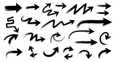 Vector SVG Icon Set of Hand-Drawn Arrows with Dynamic Style for Web and Digital Design