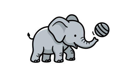 Cute Elephant Vector SVG Illustration with Playful Ball in Flat Modern Style for Kids Design