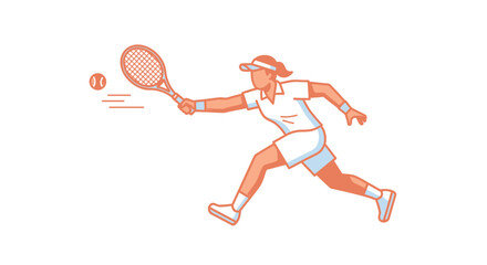 Minimalist Vector SVG Illustration of Female Tennis Player with Racket in Modern Flat Style Featuring Vibrant Colors for Sports Branding and Digital Media