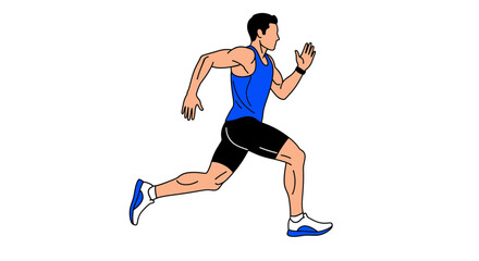 Dynamic Running Athlete Vector SVG Illustration in Flat Design Style with Blue and Black Colors for Sports and Fitness Graphics