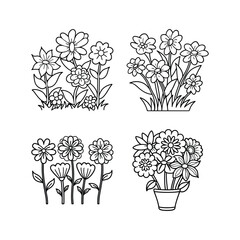 Black Flower Silhouette Vector Art for Graphic Design