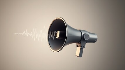 Vintage megaphone surrounded by abstract sound waves, blending retro charm with modern digital aesthetics.