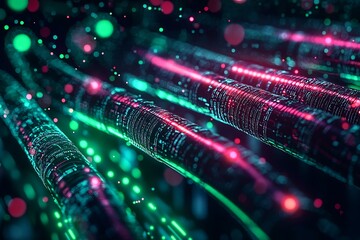 Abstract glowing light trails fiber technology high resolution picture